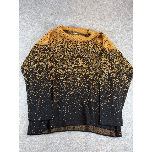 Vintage Newport News Sweater Womens Large Black Yellow Mock Neck Cottagecore - Picture 1 of 5